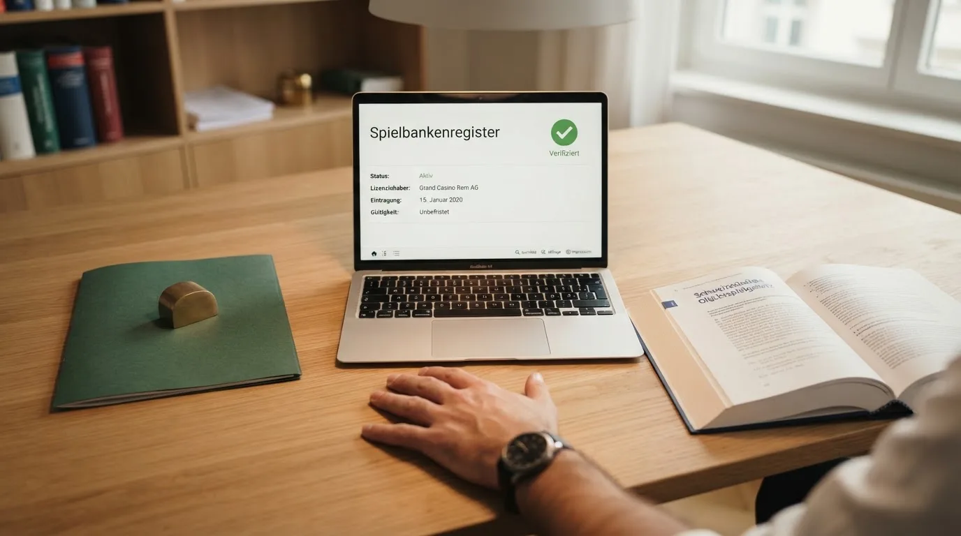Amtliches Schreiben mit Stempel auf einem Schreibtisch neben einem Gesetzbuch — 20 freispiele ohne einzahlung