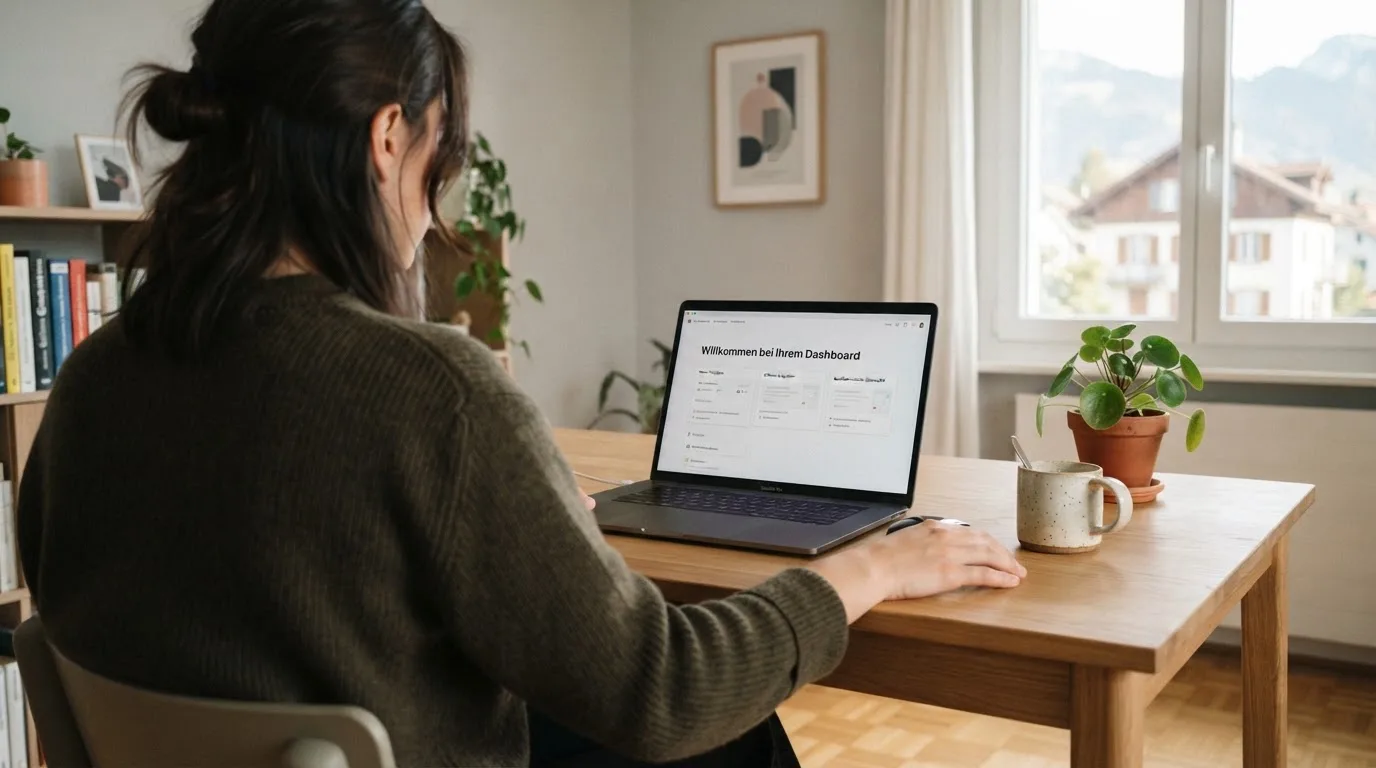 Person am Laptop liest eine Übersichtsseite zu Geldspielen im Internet — beste online casino mit banküberweisung bezahlen