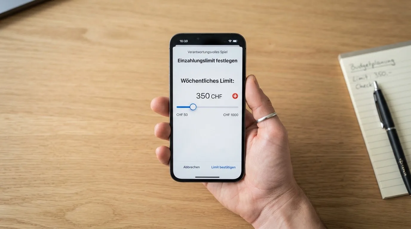 Hand hält ein Smartphone mit einem Formular zur Einzahlungsgrenze, ruhige Stimmung — beste online casinos echtgeld