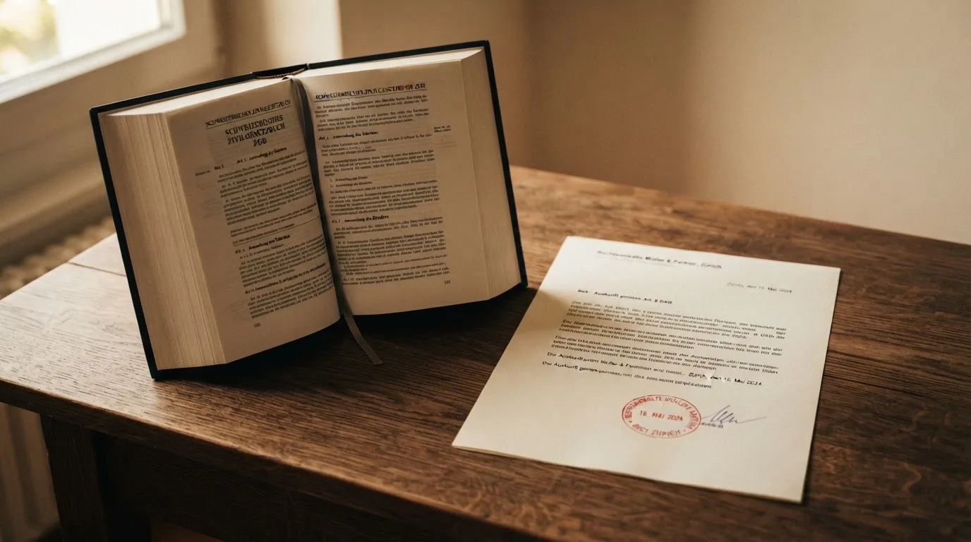 Amtliches Schreiben mit Stempel auf einem Schreibtisch neben einem Gesetzbuch — handy casino echtgeld bonus ohne einzahlung