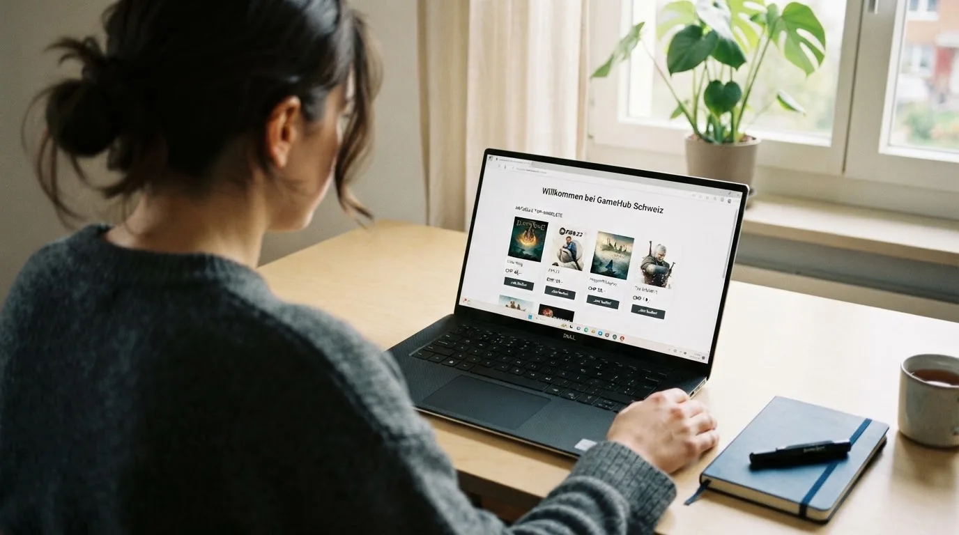Person am Laptop liest eine Übersichtsseite zu Geldspielen im Internet — online casino bonus ohne einzahlung sofort